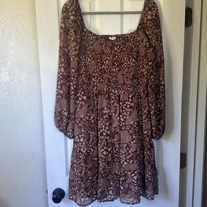 brown floral mini dress